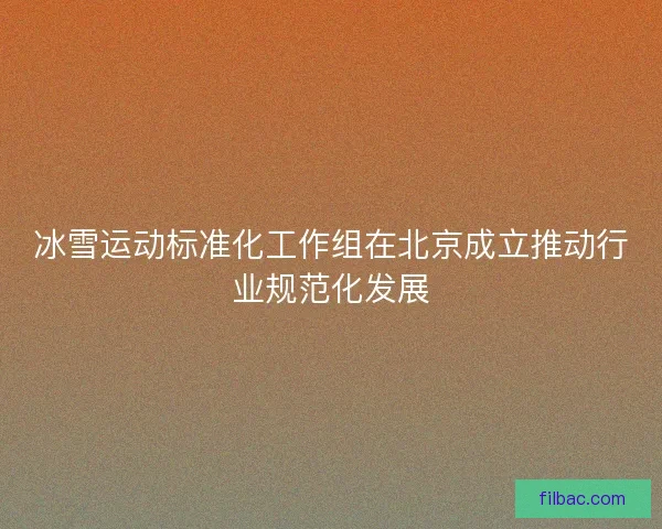 冰雪运动标准化工作组在北京成立推动行业规范化发展